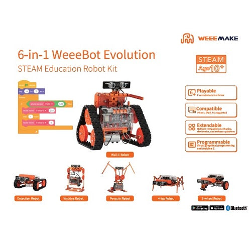 Weemie Platform Weeemake, 6-in-1, WeeeBot Evolution STEAM Robot Kit – AllBright ...